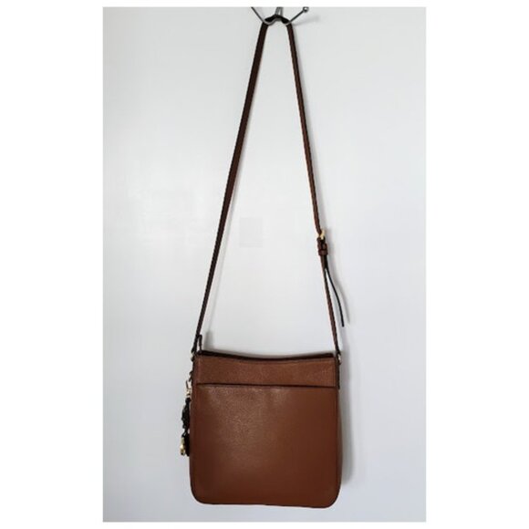 Michael Kors Timeless Saffiano Tan Leather Crossbody Messenger Bag Zip Closure - Picture 5 of 13